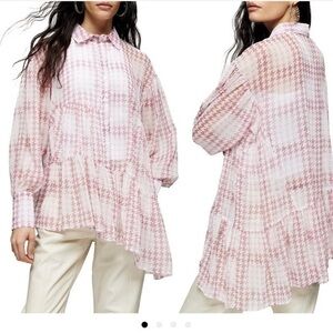 Topshop Check Tiered Shirt Size 10